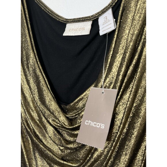 Chico's NWT Waterfall Metallic Bronze Cascade Top 3 XL (11) - Picture 2 of 15